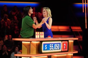 PRESS YOUR LUCK - "The Whammy Taketh" - Host Elizabeth Banks can't stop the WHAMMY as contestants try to win those BIG BUCKS on "Press Your Luck," airing SUNDAY, JUNE 14 (9:00-10:00 p.m. EDT). (TV-PG, L) The stakes have never been higher as contestants try to avoid the iconic and devilish WHAMMY for a chance at life-changing cash and prizes. Elizabeth is joined by contestants Josh Arnold (hometown: Minneapolis, Minnesota), Linda Cascella (hometown: Shelton, Connecticut) and Charlene Robinson (hometown: Melbourne, Florida). (ABC/Eric McCandless)LINDA CASCELLA, ELIZABETH BANKS